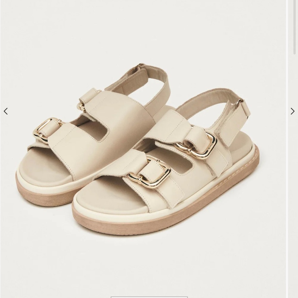 ALOHAS Cream Sandals with Gold Buckles